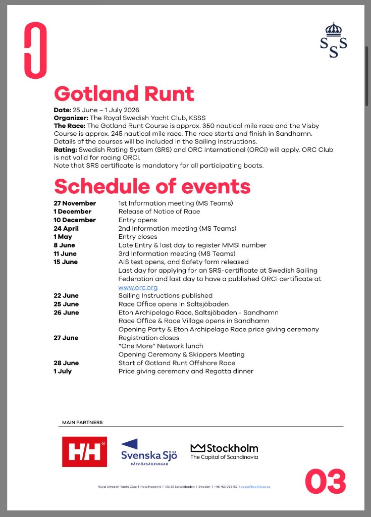 Gotland Runt 2026 — officiellt program
