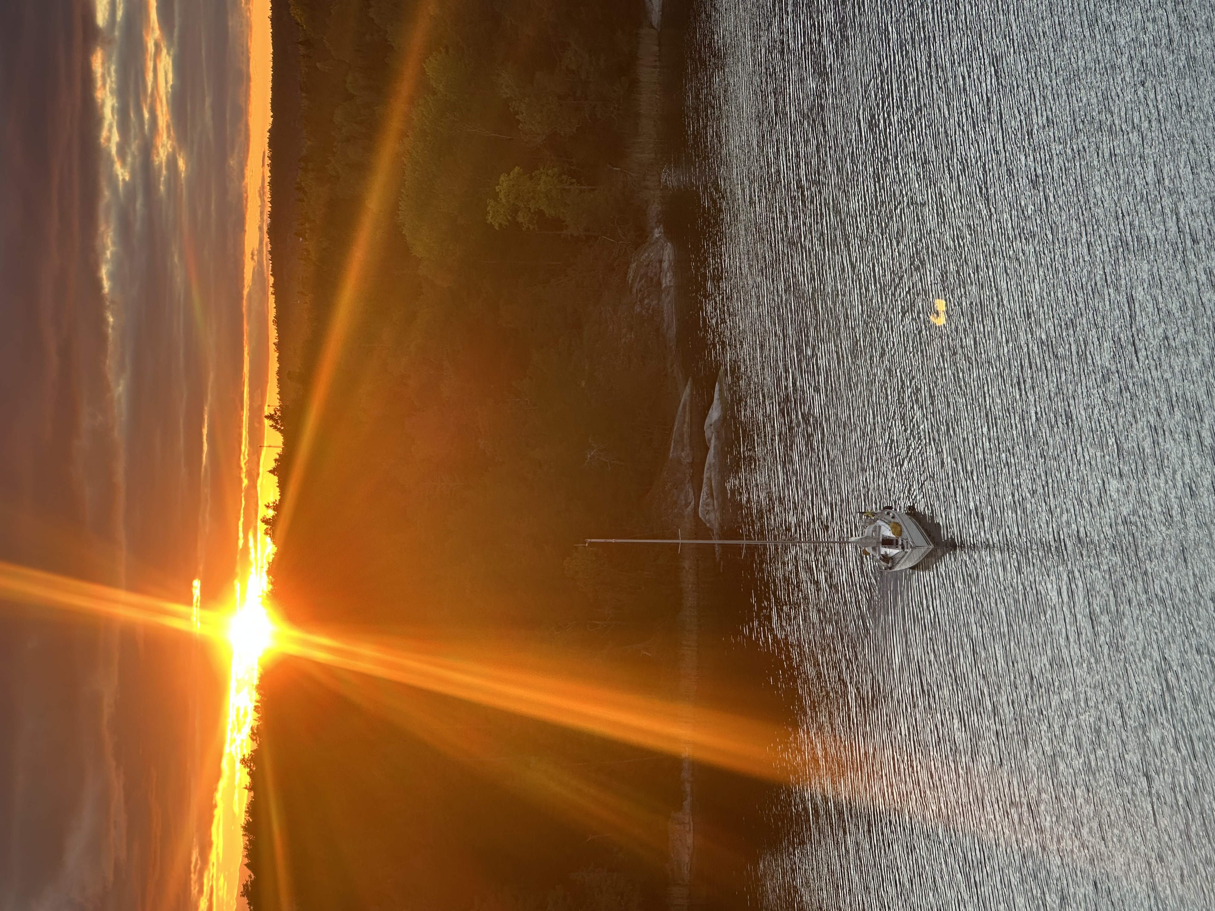 Intense golden sunset over the bay